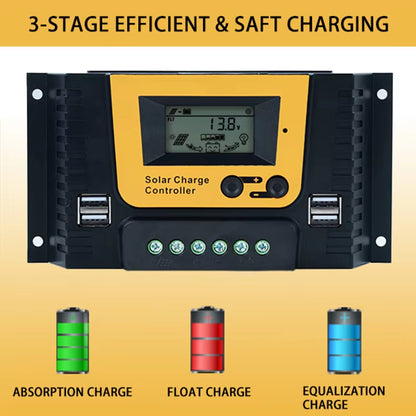 Polestar Solar Charge Controller 12V 24V 48V 10A 20A 30A 40A Solar Controller Solar Panel Battery Regulator Dual USB