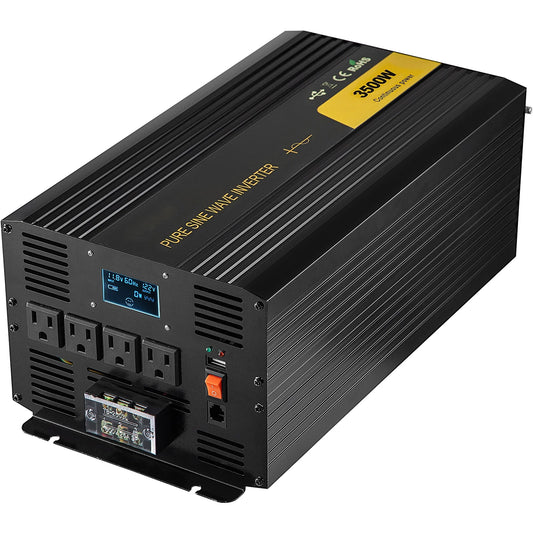 Pure Sine Wave Inverter Power Inverter 3500W DC12V to AC120V Inverter LCD