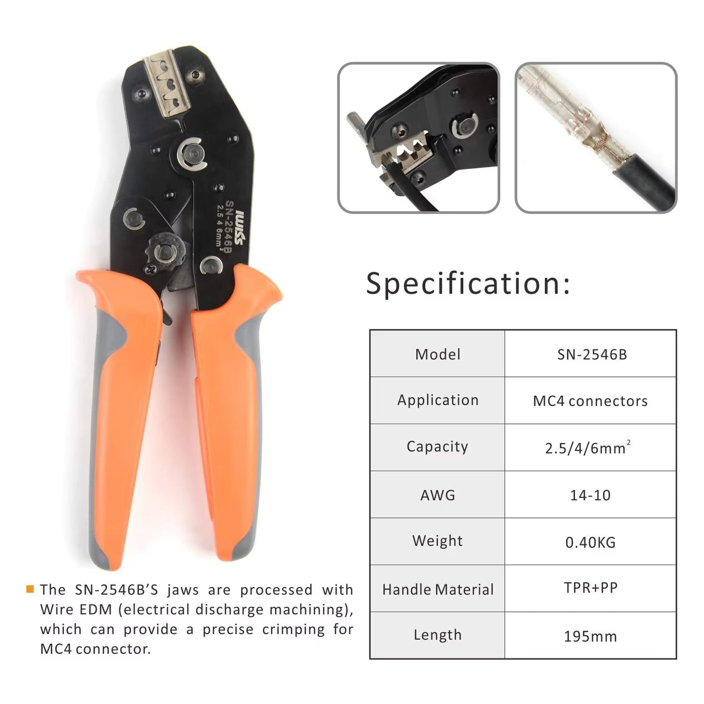 Solar PV Cable Crimping Plier Tool Kit for 2.5/4/6Mm ²With Stripper,Cutter, Spanner Connectors-Oxford Bag Pack