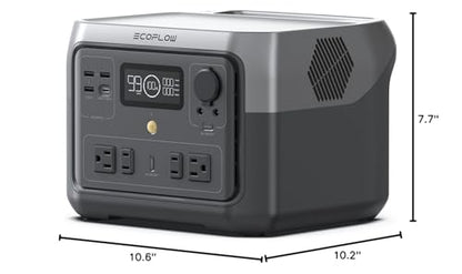 EF ECOFLOW Portable Power Station RIVER 2 Max 500, 499Wh LiFePO4 Battery/ 1 Hour Fast Charging, Up To 1000W Output Solar Generator (Solar Panel Optional) for Outdoor Camping/RVs/Home Use