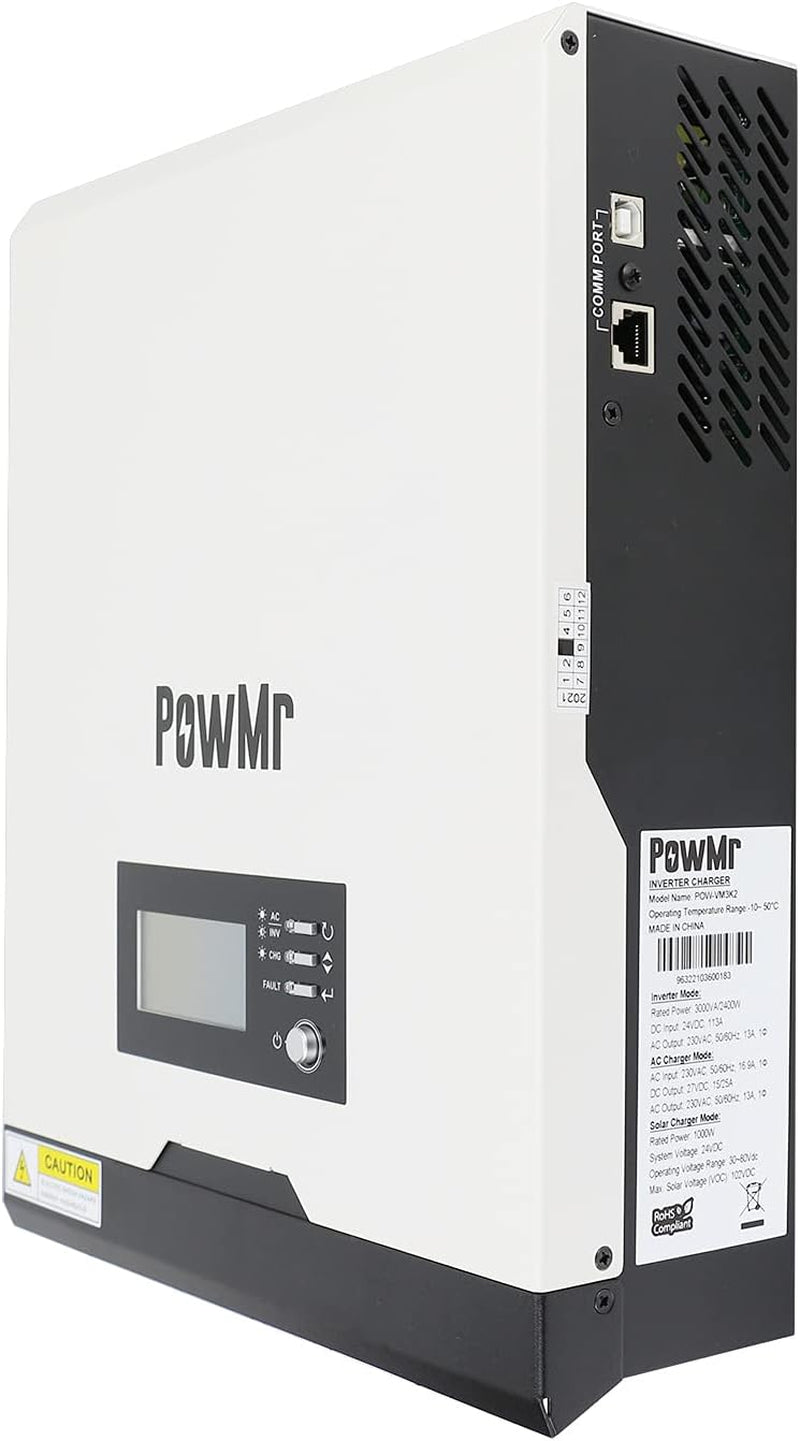 2400W 3000VA Solar Inverter with 40A MPPT Controller,24V DC to 220V AC Hybrid Inverter with 40A MPPT Solar Controller, Work with Lead-Acid and Lithim Batteries…