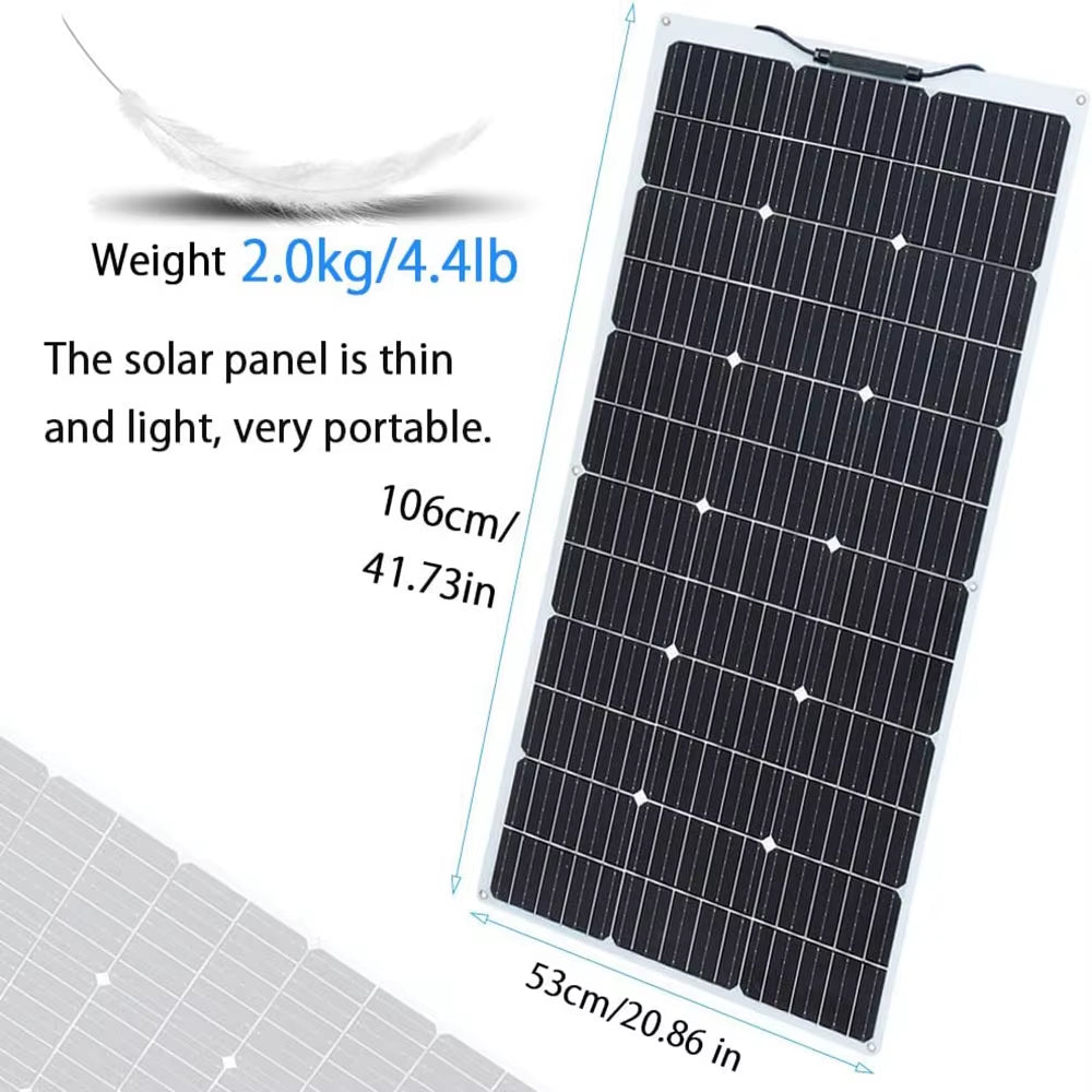 Solar Panel Kit Complete 100W 100 Watt 200 W 300W 400W 500W Photovoltaic Panels Cell 12V 24V Battery Home Car Boat Yacht