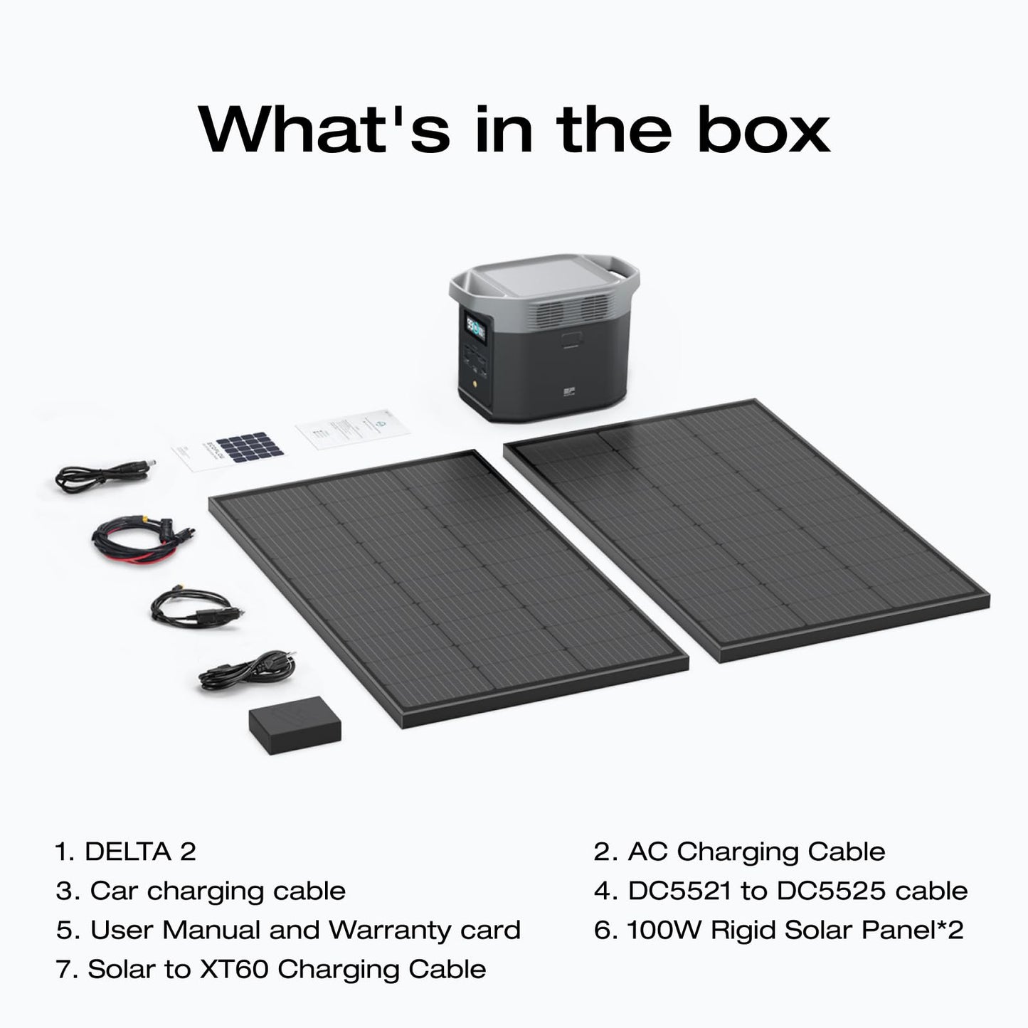 EF ECOFLOW Solar Generators, DELTA 2 Portable Power Station with 2PCS 100W 12V Solar Panels, 1024Wh LFP Battery, Fast Charging, Power Station for Home Backup, Camping&RVs