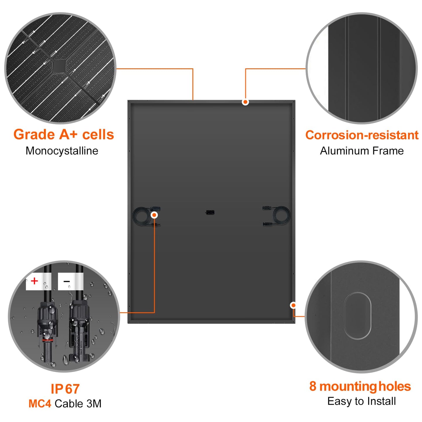 DOKIO 400 Watt Solar Panels 10BB 12/24 Volt Solar Panel kit High Efficiency for Rooftop Portable Power Station Farm Yacht RV Camping and Other Off-Grid Applications（400w）…