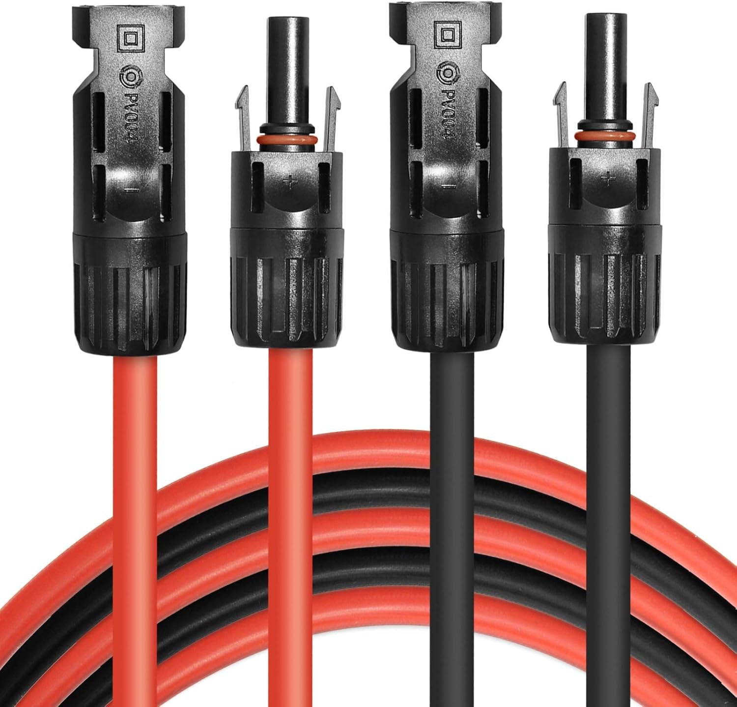 5FT Black + Red 10Awg(6Mm²) Solar Panel Extension Cable Wire, Solar Adaptor Cable with Female and Male Connector - Set of 2