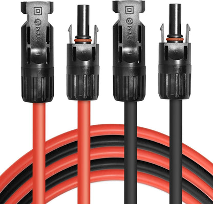 5FT Black + Red 10Awg(6Mm²) Solar Panel Extension Cable Wire, Solar Adaptor Cable with Female and Male Connector - Set of 2