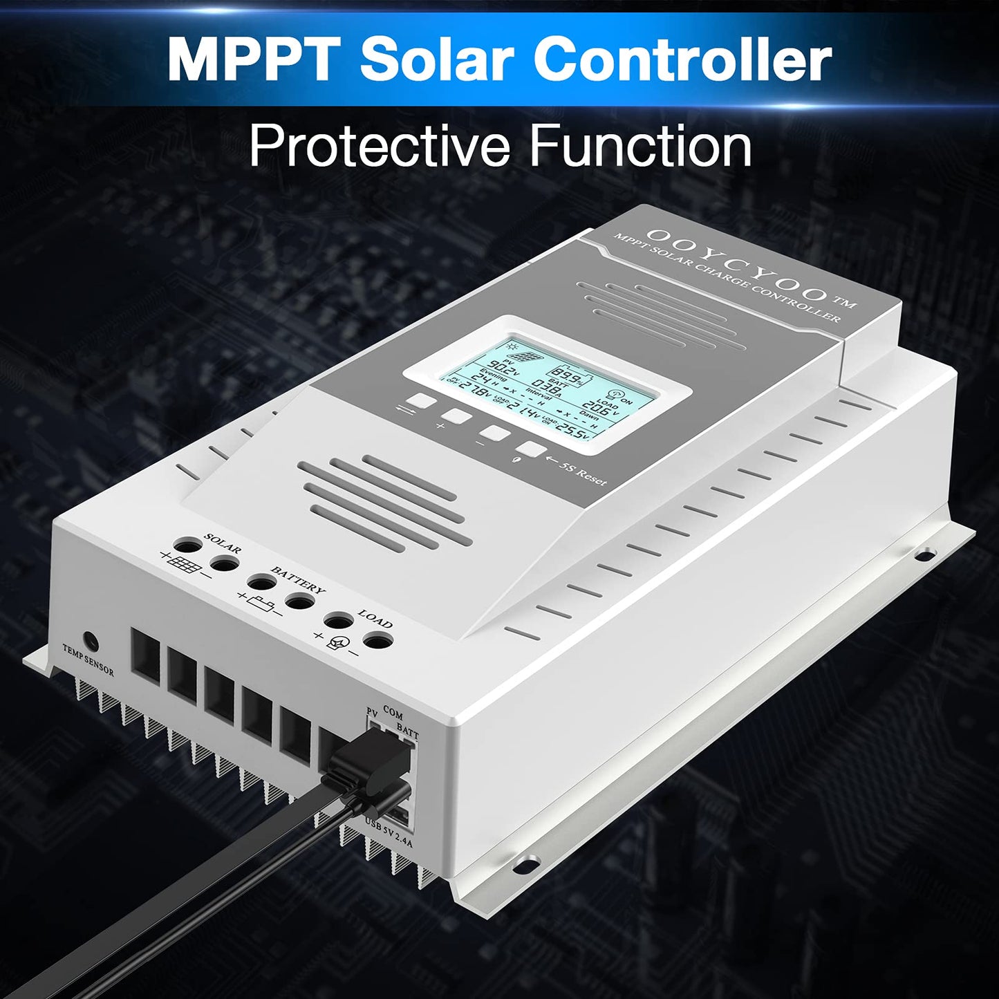 OOYCYOO MPPT Charge Controller 100 amp 12V/24V Auto, 100A Solar Panel Charge Regulator with Blacklight LCD Display Max 100V for Lead-Acid Sealed Gel AGM Flooded Lithium Battery