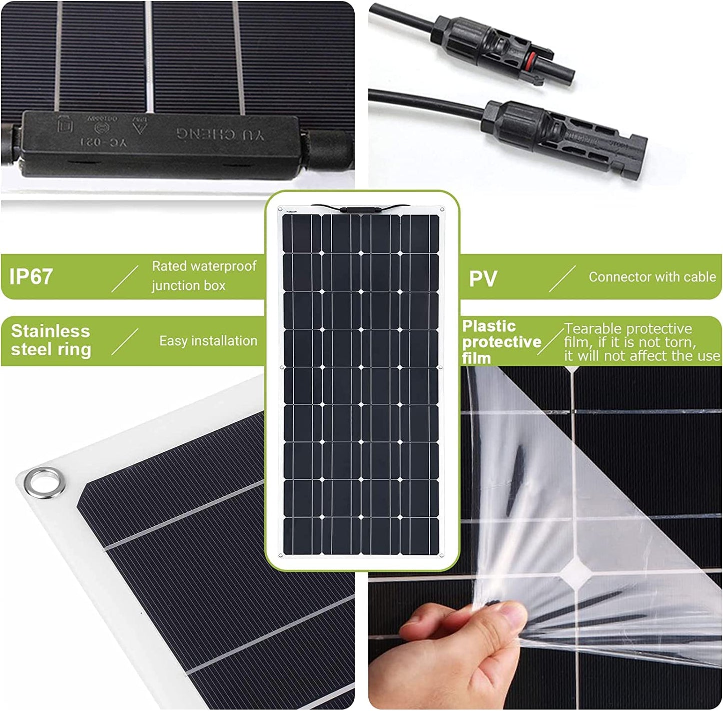 800 Watt Solar Panel Kit, with 40A Charge Controller 2 × 400 Watt Flexible Monocrystalline Solar Panel for 12-24V Battery Charging Car Battery Camper RV Yacht Battery Boat