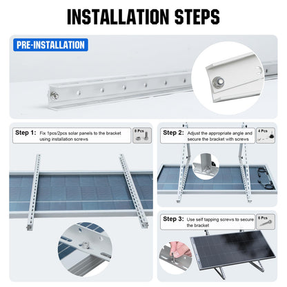 ECO-WORTHY 2 Sets 45inch Adjustable Solar Panel Tilt Mount Brackets with Foldable Tilt Legs, Ieal for 1-4pcs 180 200 300 400 Watt Solar Panel for Roof, RV, Boat, and Off-Grid