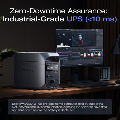 EF ECOFLOW Portable Power Station DELTA 3 Plus (2024 New), Solar Generator (Solar Panel Optional) with 1000W Solar Input, Electric Generator with UPS, 1024Wh LFP Battery for Home Backup, Camping&RV