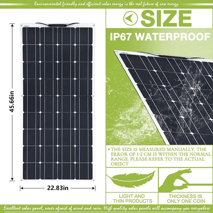 800 Watt Solar Panel Kit, with 40A Charge Controller 2 × 400 Watt Flexible Monocrystalline Solar Panel for 12-24V Battery Charging Car Battery Camper RV Yacht Battery Boat