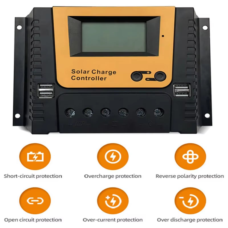 Polestar Solar Charge Controller 12V 24V 48V 10A 20A 30A 40A Solar Controller Solar Panel Battery Regulator Dual USB