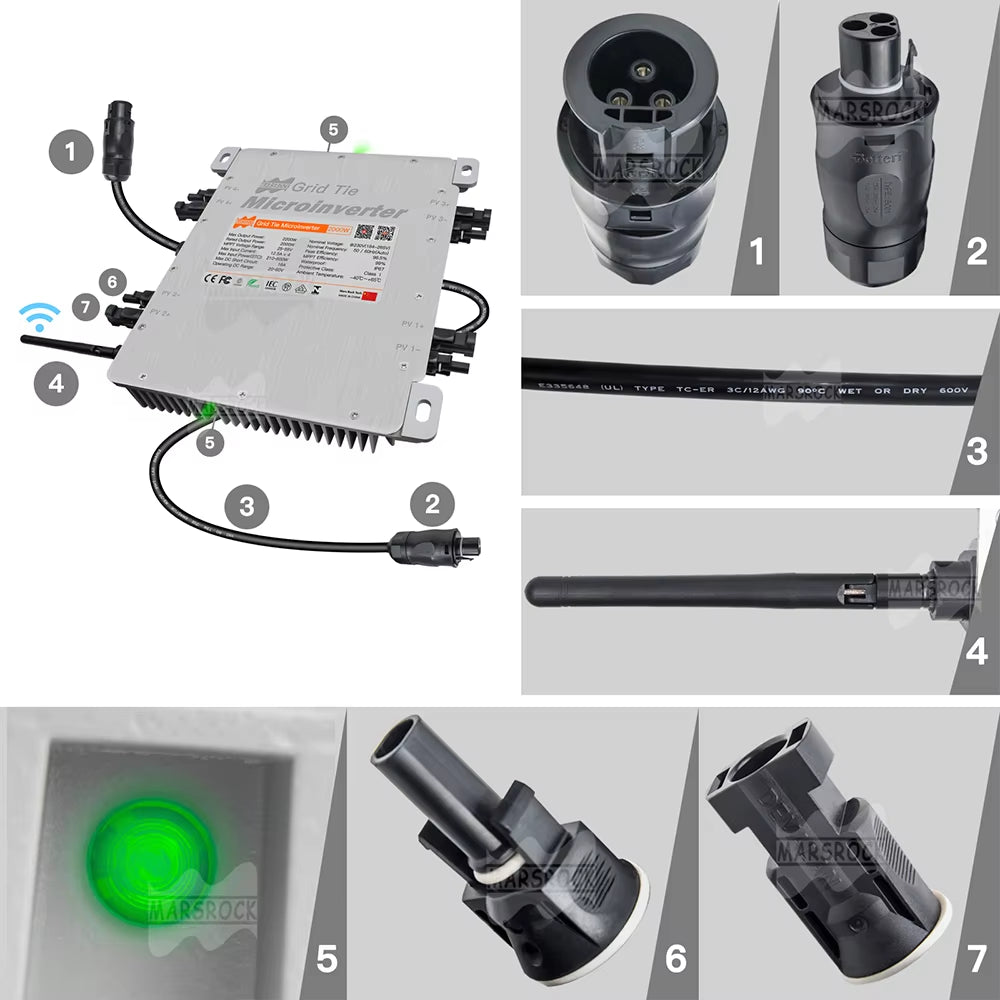 Wifi Deye 2000W INMETRO VDE IEC Solar Micro Inverter with Limiter 20-60V DC to 184-265VAC MPPT Ip67,Ship from EU Brazil US RU