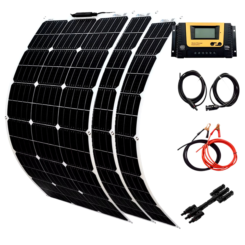 Solar Panel Kit Complete 100W 100 Watt 200 W 300W 400W 500W Photovoltaic Panels Cell 12V 24V Battery Home Car Boat Yacht