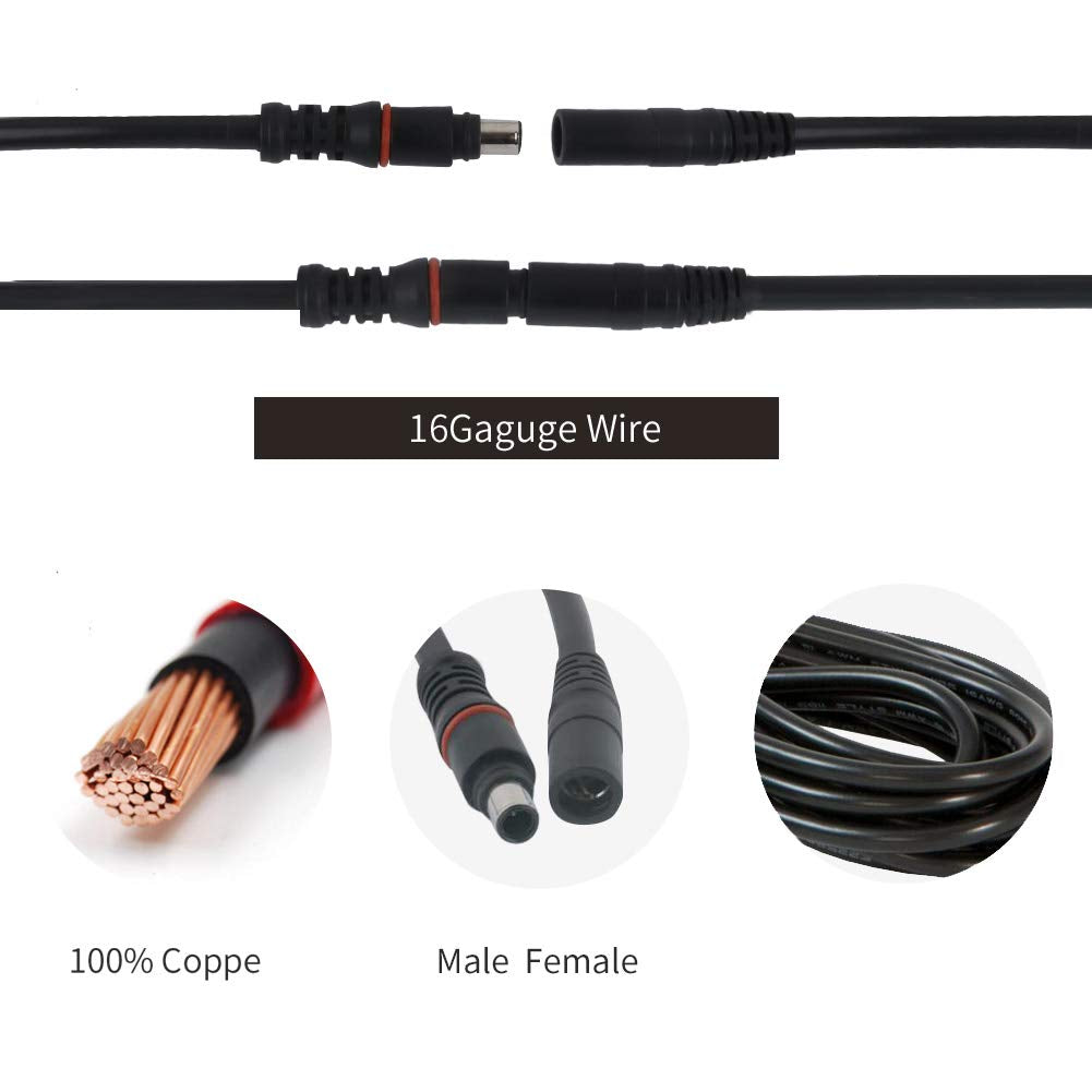 30Ft Extension Cable DC 8Mm Male and Female Plug Perfectly Compatible with Solar Generator Portable Power Station and Solar Panel