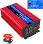 Pure Sine Wave Inverter 1500 Watt 12V DC to 110V 120V AC with LCD Display, 4 AC Outlets, USB Portand -Solar Inverters for Car,Rv,Home,Trucks,3000W Peak Red