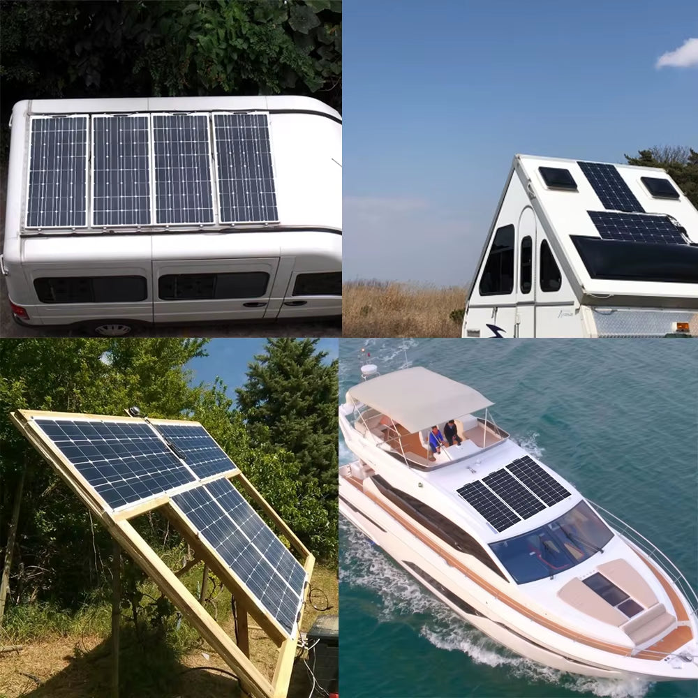 Solar Panel Kit Complete 100W 100 Watt 200 W 300W 400W 500W Photovoltaic Panels Cell 12V 24V Battery Home Car Boat Yacht