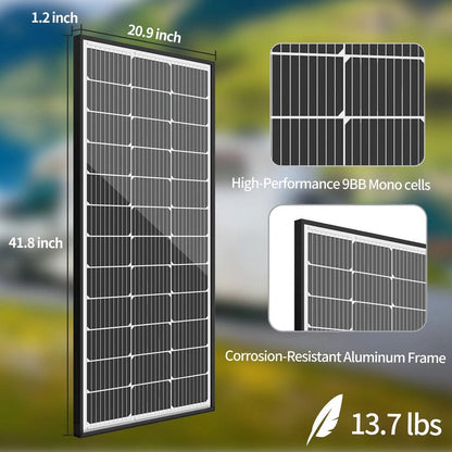 12 Volt 200W Monocrystalline Solar Panel Off-Grid Starter Kit with 30A PWM Charge Controller