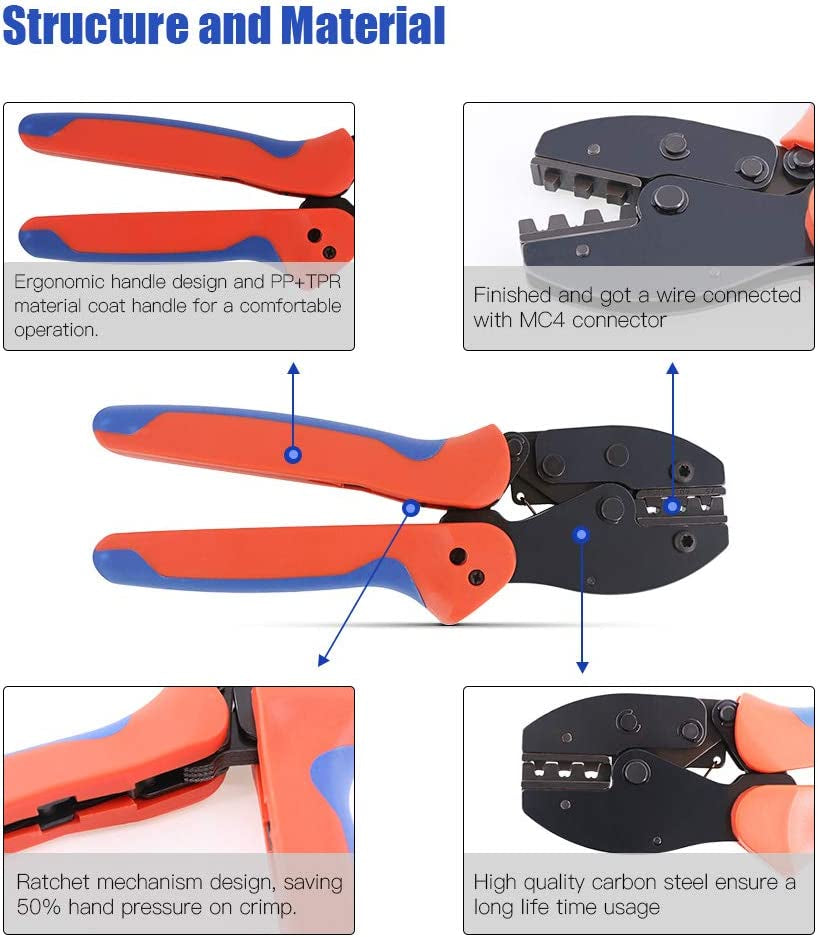 Crimper Solar Crimping Tools for AWG26-10 2.5/4/6Mm² Solar Panel PV Cable