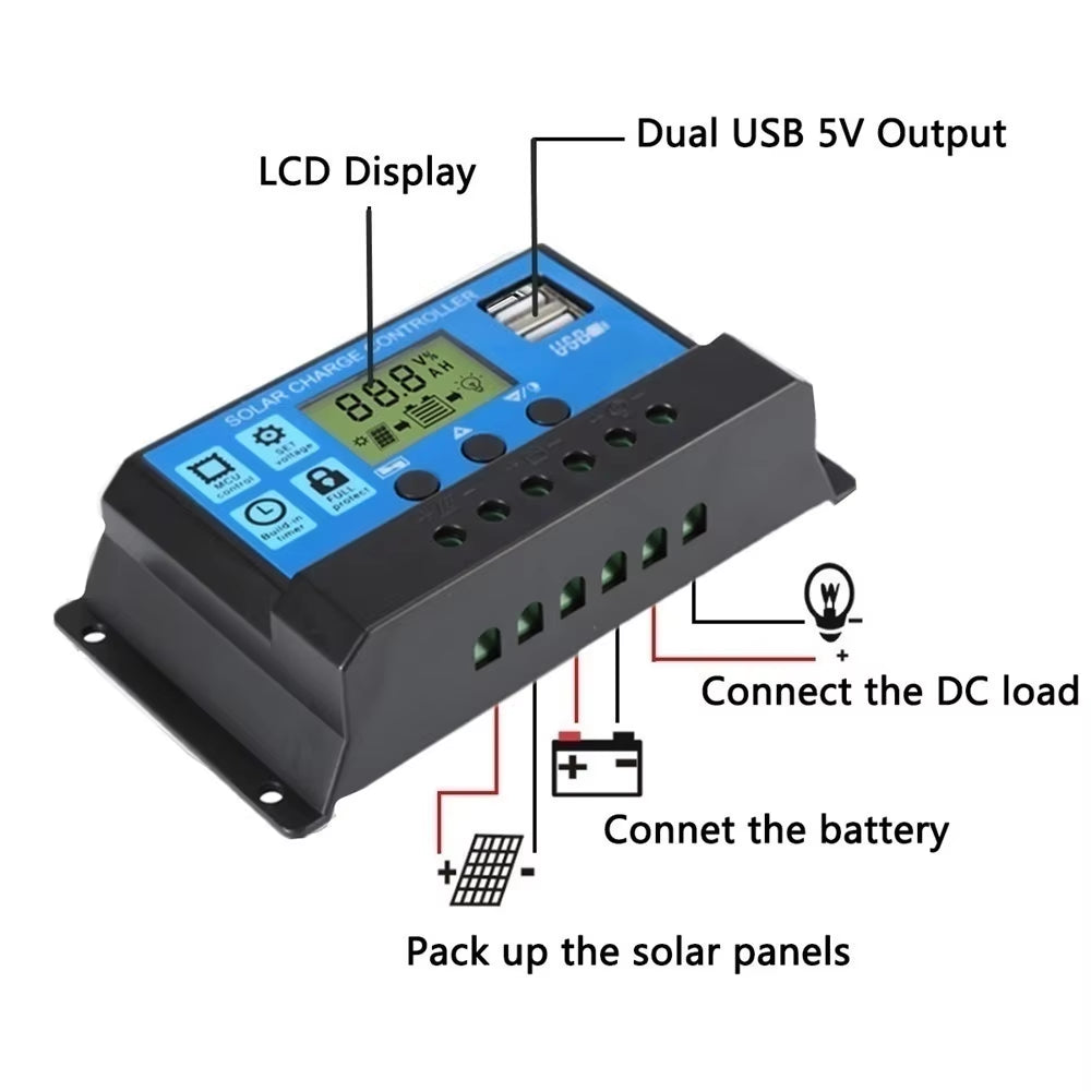 Solar Panel Kit Complete 100W 100 Watt 200 W 300W 400W 500W Photovoltaic Panels Cell 12V 24V Battery Home Car Boat Yacht