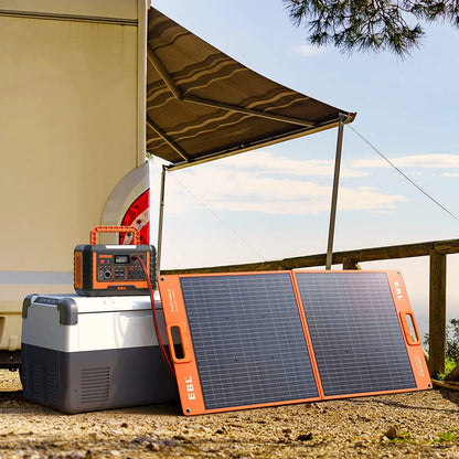 Portable Power Station, Solar Generator 1000W and 2X 100W Portable Solar Panel with 2 X AC Outlets, 3 X QC3.0 USB, and PD60W Port for Outdoor Camping