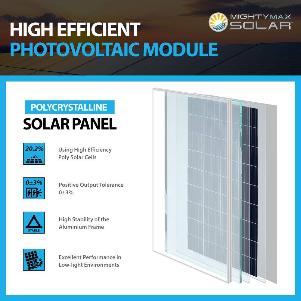 100-Watt 12-Volt Polycrystalline Solar Panel for Rv'S, Boats and off Grid Applications