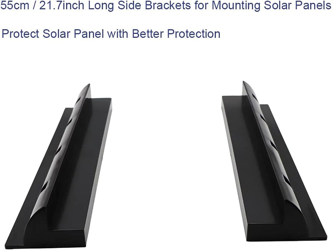 Solar Panel Mounting Brackets Side Bracket 55Cm/21.7Inch Black (2 Pack) for Flat Surface